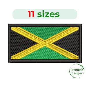 Jamaica flag embroidery design. Jamaica flag Silhouette. Jamaica flag mini design. Jamaica flag Fill Stitch. Machine embroidery design.