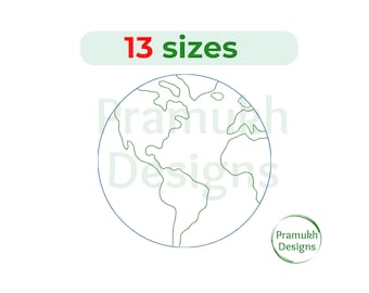 Earth Embroidery Design (1.5–7.5 inch) – Mini Earth, Globe Silhouette, Machine Embroidery, Instant Download Digital File