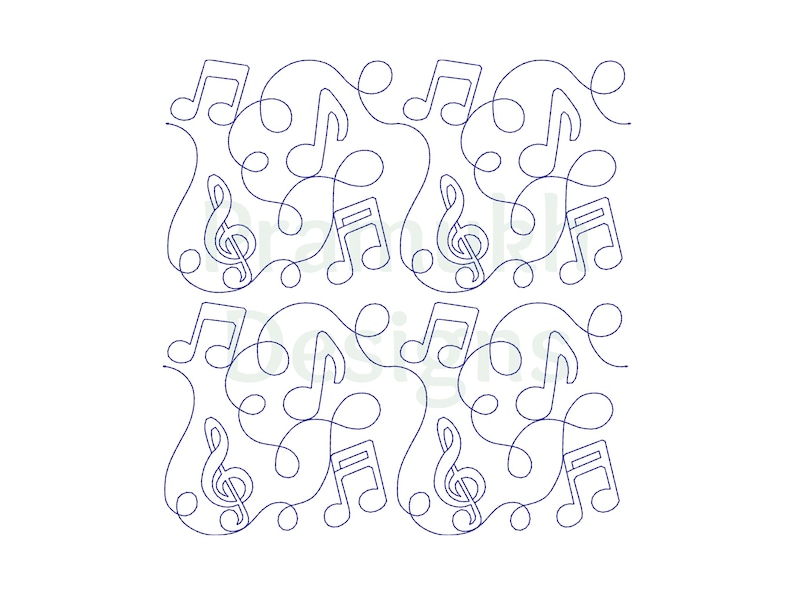Music Notes End to End Quilting Embroidery Design | Edge to Edge Quilt ...