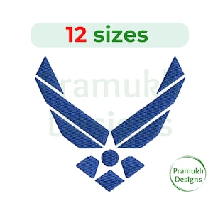 Può includere: Ricamo blu del logo della United States Air Force, con la scritta "12 misure" sopra.