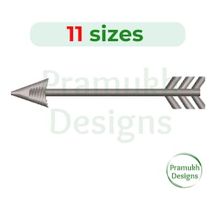 May include: A gray arrow embroidery design with 11 sizes available. The arrow is pointing to the left.