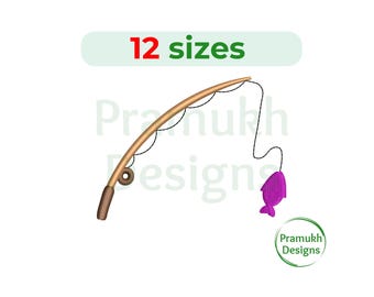 Fishing Pole Embroidery Design (2–7.5 inch) – Mini Fishing Pole, Machine Embroidery, Instant Download Digital File