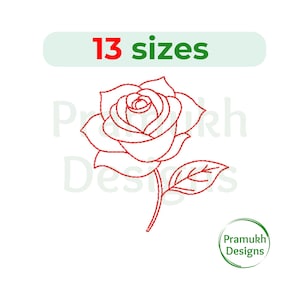 Diseño de bordado de contorno de rosa (1,5-7,5 pulgadas): mini rosa, silueta, diseño floral, puntada rellena, archivo digital de descarga instantánea