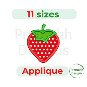 Strawberry Applique Embroidery Design (2.5–7.5 inch) – Fruit Embroidery, Machine Applique Design, Digital Download File