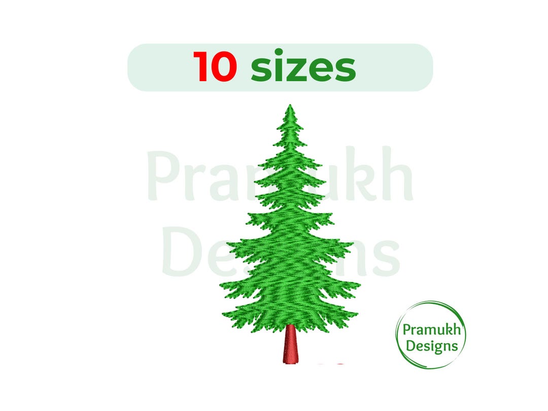 Pine Tree Embroidery Design (3–7.5 Inch) – Mini Evergreen Tree, Holiday ...
