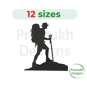 Hiker Embroidery design. Traveler Embroidery. Hiker Silhouette. Mini Hiker Design. Machine Embroidery Design. Camping Embroidery.