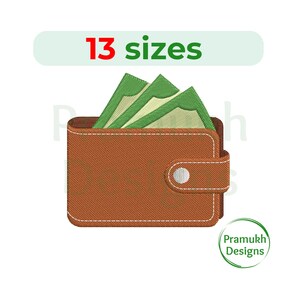 Wallet embroidery design (1.5–7.5 inch) – Machine Embroidery, Instant Download Digital File