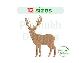 Moose Embroidery Design (2–7.5 inch) – Deer Silhouette, Mini Animal, Hunting Design, Filled Stitch, Instant Download