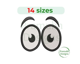Cartoon Eyes Embroidery Design (1–7.5 inch) – Mini Eyes, Machine Embroidery, Instant Download Digital File