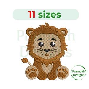 Baby Lion Embroidery Design. Silhouette di Baby Lion. Ricamo per bambini. Ricamo di animali. Design di ricamo a macchina. Baby Lion Filled Stitch