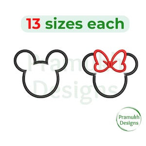 Set 13 Size mickey and minnie Embroidery design. Mouse Machine Embroidery Design. Boy Mouse Embroidery. Girl Mouse Embroidery.