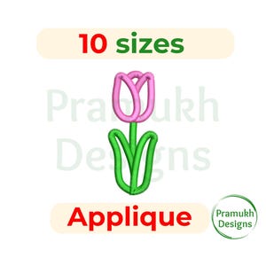 Design de bordado de aplique de tulipa. Design de bordado de aplique de flor. Bordado de tulipa. Design de bordado à máquina. Mini Tulipa.