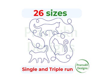 Cat End to End Quilting Embroidery Design | Edge to Edge Quilt Block for Longarm & Embroidery Machines