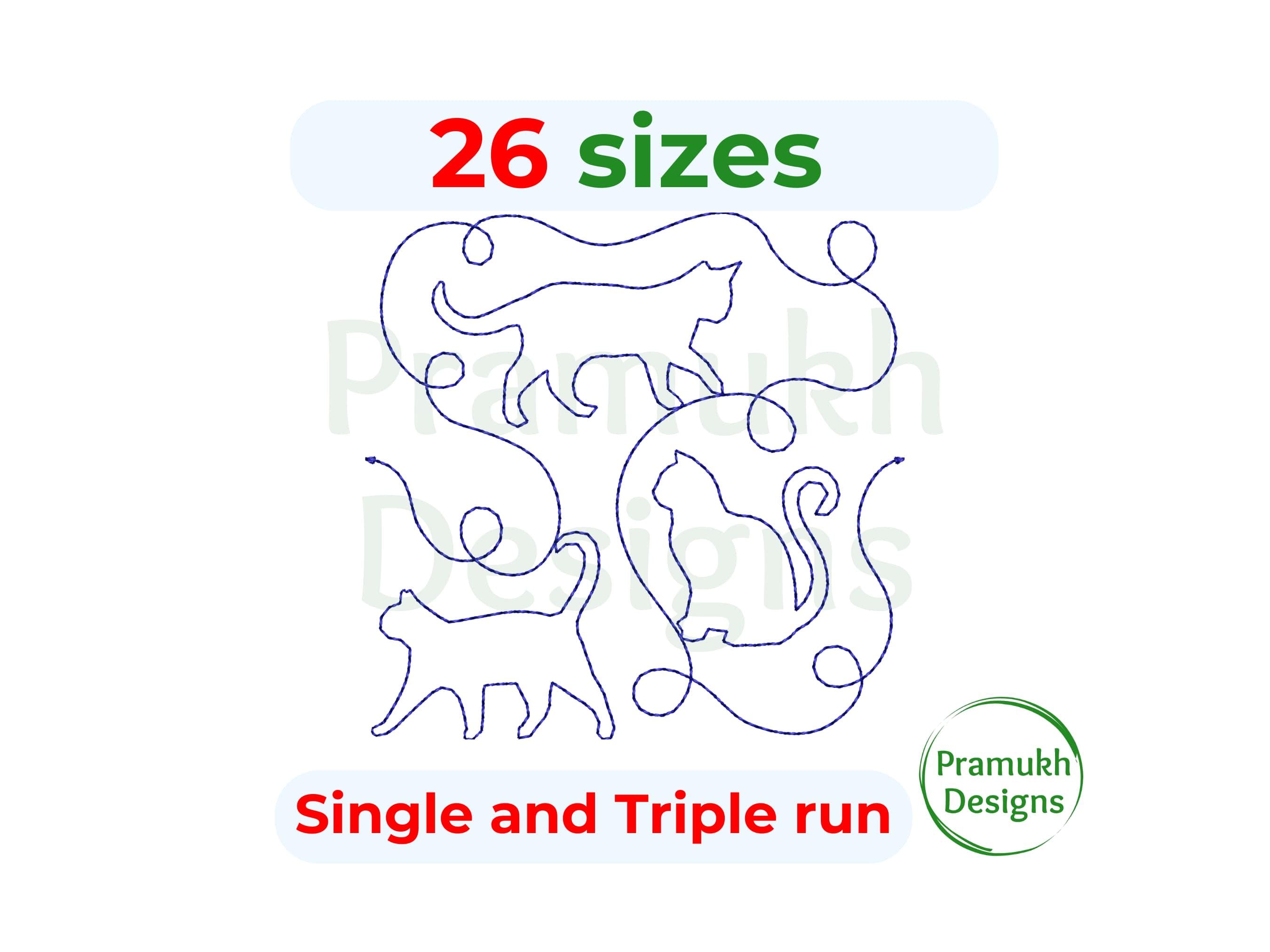 Cat End to End Quilting Embroidery Design | Edge to Edge Quilt Block ...