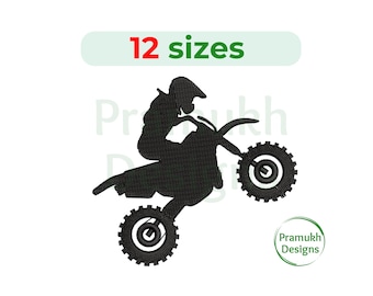 Biker Embroidery Design (2–7.5 inch) – Mini Biker Silhouette, Motocross Sport Embroidery, Machine Embroidery , Instant Download Digital File