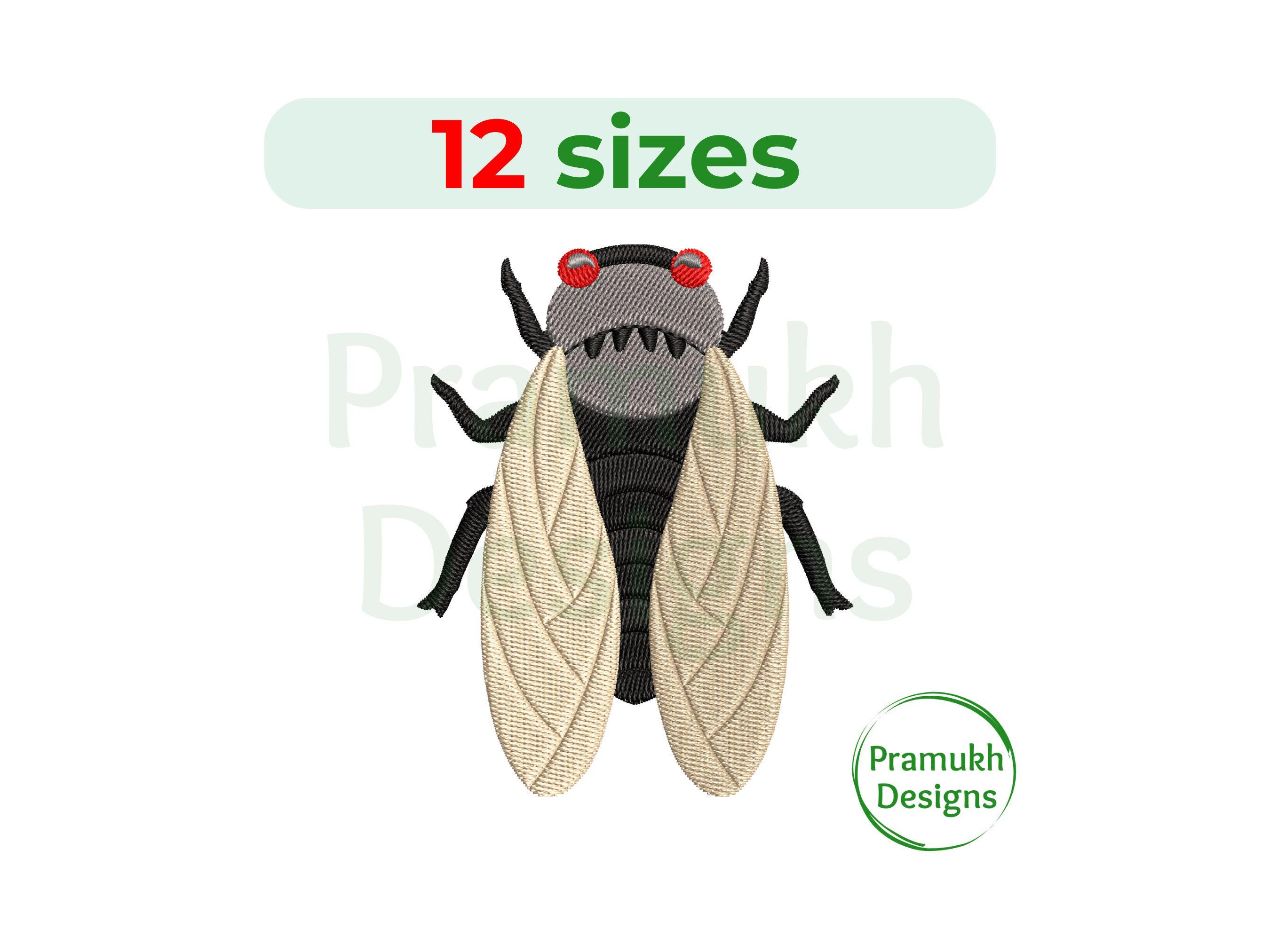 Cicada Embroidery Design (2–7.5 Inch) – Machine Embroidery, Instant ...