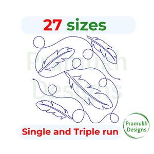 Feather quilt block machine embroidery design. Leaves quilting block embroidery. plant quilting machine embroidery design.