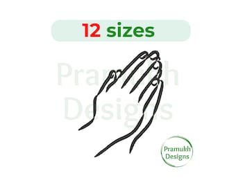 Praying Hands Embroidery Design (2–7.5 inch) – Mini Praying Hands, Silhouette, Machine Embroidery Design, Instant Download Digital File