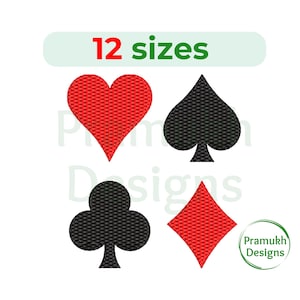 Karten Anzüge Set Stickdatei Maschinenstickerei – Pik, Herz, Karo, Kreuz – Stickdatei für Spielkarten