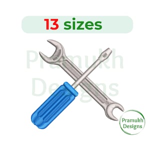 Disegno per ricamo di strumenti (1,5–7,5 pollici) – Mini cacciavite e chiave inglese, Silhouette, ricamo a macchina, download immediato