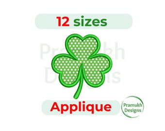 Shamrock Applique Embroidery Design (2–7.5 inch) – St. Patrick’s Day & Lucky Clover Applique, Machine Embroidery Design, Instant Download