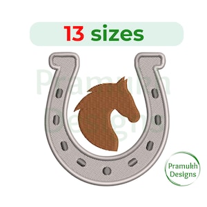 Horse Horseshoe embroidery design. Mini Horseshoe. St Patrick's Day. Horseshoe Silhouette. Horseshoe filled stitch. Horse embroidery design.