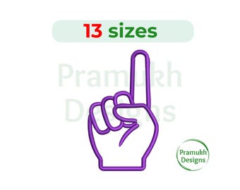 Finger Pointing Hand Embroidery Design (1.5–7.5 inch) – Mini Hand, Symbol Embroidery, Machine Embroidery, Instant Download Digital File