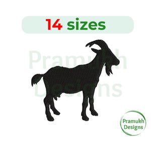 Goat Machine Embroidery Design (1–7.5 inch) – Farm Animal, Goat Silhouette, Mini Design, Filled Stitch, Instant Download