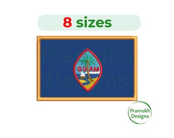 Guam Flag Embroidery Design (4–7.5 inch) – Mini Guam Flag, Machine Embroidery, Instant Download Digital File