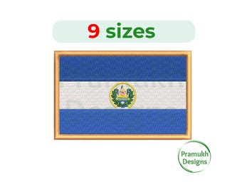 エルサルバドル国旗刺繍デザイン（3.5～7.5インチ） - ミニエルサルバドル国旗、機械刺繍、デジタルファイルの即時ダウンロード