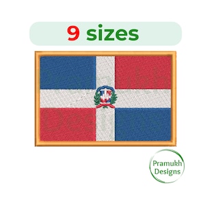 Diseño de bordado de la bandera de República Dominicana. Diseño de República Dominicana. Diseño de bordado a máquina. Bordado de bandera.