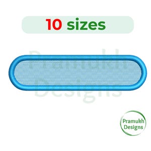 角丸長方形の機械刺繍デザイン（3～7.5インチ） - ミニ塗りつぶし長方形、ネームタグ、基本形状、即時ダウンロード