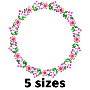 Flower frame  Machine Embroidery Design, Flower Wreath Embroidery Pattern 5 size - INSTANT DOWNLOAD