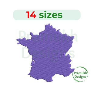 Frankreich Land Stickdatei. Frankreich Stickerei. Maschinenstickerei. Frankreich Füllstich. Frankreich Design. Mini Frankreich. Stickdatei.