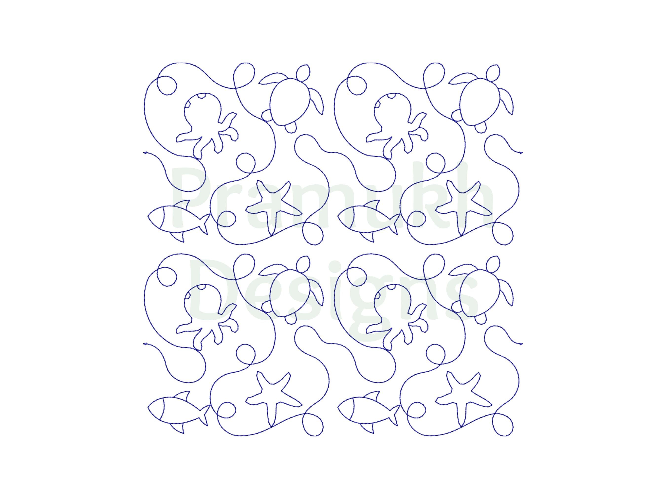 Sea Animals End to End Quilting Embroidery Design | Edge to Edge Quilt ...