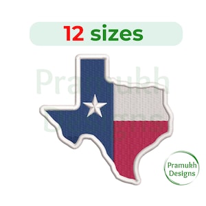 Texas Embroidery Design (2–7.5 inch) – Mini Texas Flag, Bean Stitch, Machine Embroidery, Instant Download Digital File