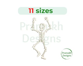 Skeleton Embroidery Design (2.5–7.5 inch) – Mini Skeleton, Fill Stitch, Machine Embroidery Pattern, Instant Download Digital File