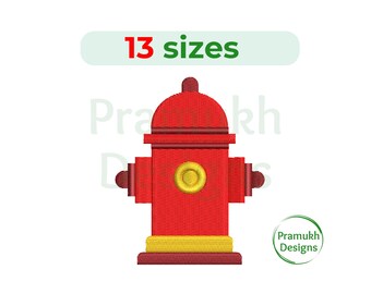 Fire Hydrant Embroidery Design (1.5–7.5 inch) – Mini Fire Hydrant, Filled Stitch, Machine Embroidery, Instant Download Digital File