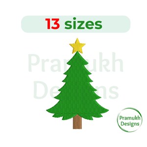 May include: Green Christmas tree with a yellow star on top. 13 sizes.