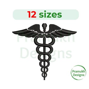 Medical Caduceus Embroidery Design. Nurse Embroidery Design. Nurses Symbol design.  Medical embroidery. Machine Embroidery Design.