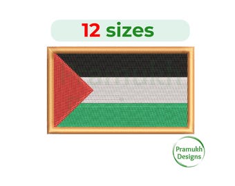 Palestine Flag Embroidery Design (2–7.5 inch) – Mini Palestine Flag, Machine Embroidery, Instant Download Digital File