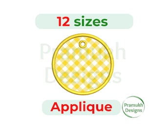 Round Tag Applique Embroidery Design (2–7.5 inch) – Price Tag Machine Embroidery Pattern, Instant Download