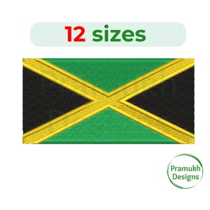 Jamaica flag embroidery design. Jamaica flag Silhouette. Jamaica flag mini design. Jamaica flag Fill Stitch. Machine embroidery design.