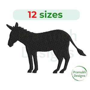 Donkey embroidery design. Machine embroidery design. Donkey Silhouette. Donkey mini. Donkey design. Donkey Fill Stitch. Farm Embroidery.