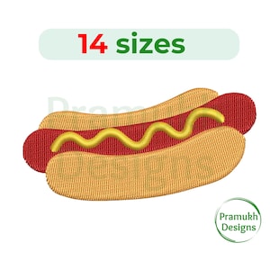 Hotdog Embroidery Design (1–7.5 inch) – Mini Hotdog, Food Embroidery, Machine Embroidery, Instant Download Digital File