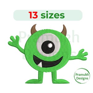 Mike Monster Embroidery Design. Mini Monster. Machine Embroidery Design. Monster Silhouette. Eyes Embroidery. Halloween Embroidery.