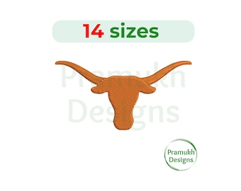Longhorn Embroidery Design (1–7.5 inch) – Animal Face Silhouette, Mini Horns Design, Instant Download Digital File