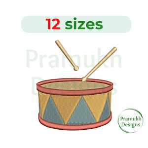 Trumbroderidesign (2–7,5 tum) – Minitrumma, trumsilhuett, maskinbroderi, musikdesign, digital fil som kan laddas ner direkt