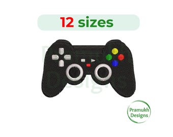 Diseño de bordado de control de videojuego (2–7.5 pulgadas): diseño mini, bordado a máquina, puntadas rellenas, archivo digital de descarga instantánea