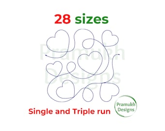 Heart Quilt Block Embroidery Design. Heart quilting block embroidery design. Run and Bean stitch quilting block machine embroidery design.